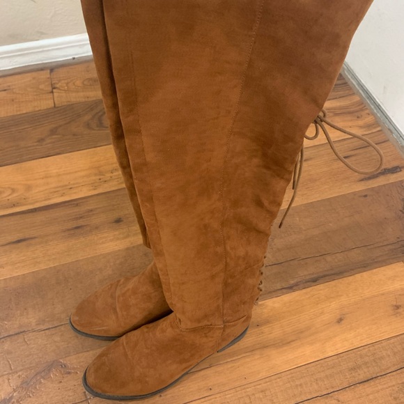 rust color over the knee boots